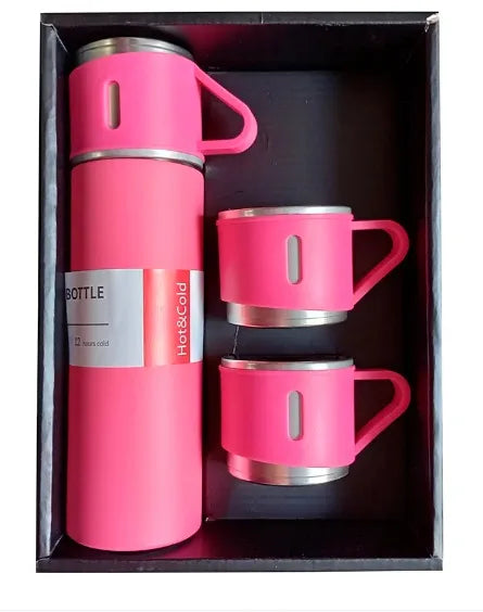 Garrafa Térmica Café Chá a Vácuo Inox Com 3 Xícaras Vacuum Flask Set 500ml Várias Cores Embalagem Presente