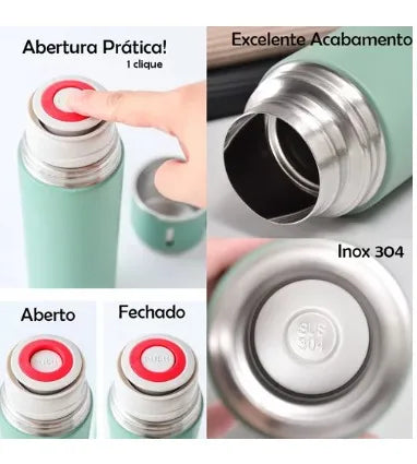 Garrafa Térmica Café Chá a Vácuo Inox Com 3 Xícaras Vacuum Flask Set 500ml Várias Cores Embalagem Presente