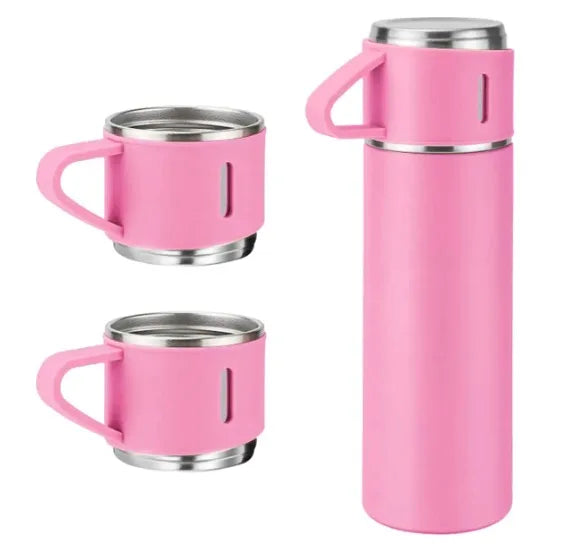 Garrafa Térmica Café Chá a Vácuo Inox Com 3 Xícaras Vacuum Flask Set 500ml Várias Cores Embalagem Presente