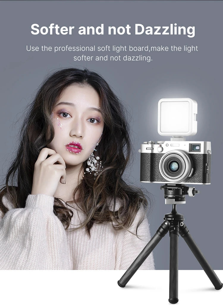 Ulanzi Mini Portable LED Video Light Triple Cold Shoe Rechargeable Vlog Fill Light Photography Lighting Tripod Kit CRI95+