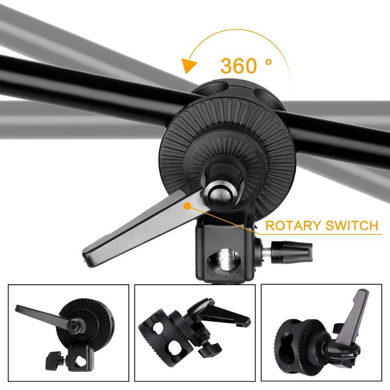 Tripé de telefone c suporte para estúdio fotográfico 2m com barra transversal de 1.4m braço saco de areia suporte para fotografia telefone flash gravação de vídeo