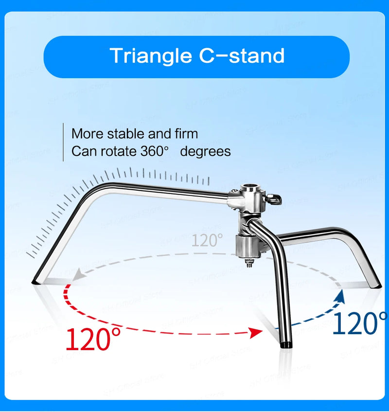 Tripé girafa para fotografia e vídeo  c-suport e para luz 2.6m/8.5ft de aço inoxidável, dobrável suporte de luz de ponto, softbox, estúdio