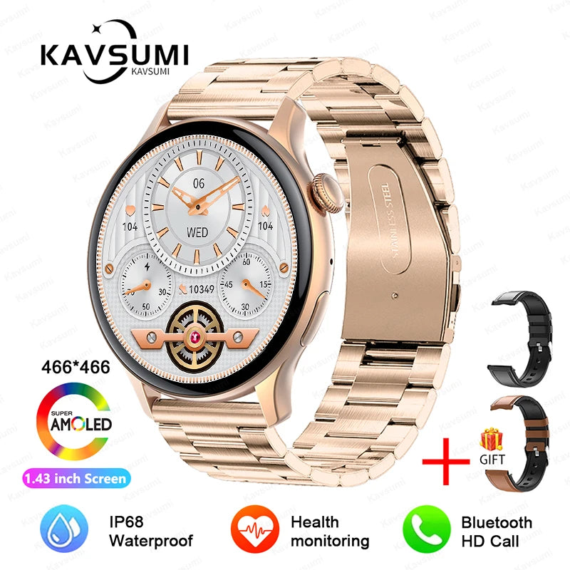 Smartwatch NFC para Mulheres, Smartwatch com Tela HD, Frequência Cardíaca, Rastreamento GPS, Chamadas por Voz, Huawei, Xiaomi, Novo, Senhoras, 466x466, 2024/2025