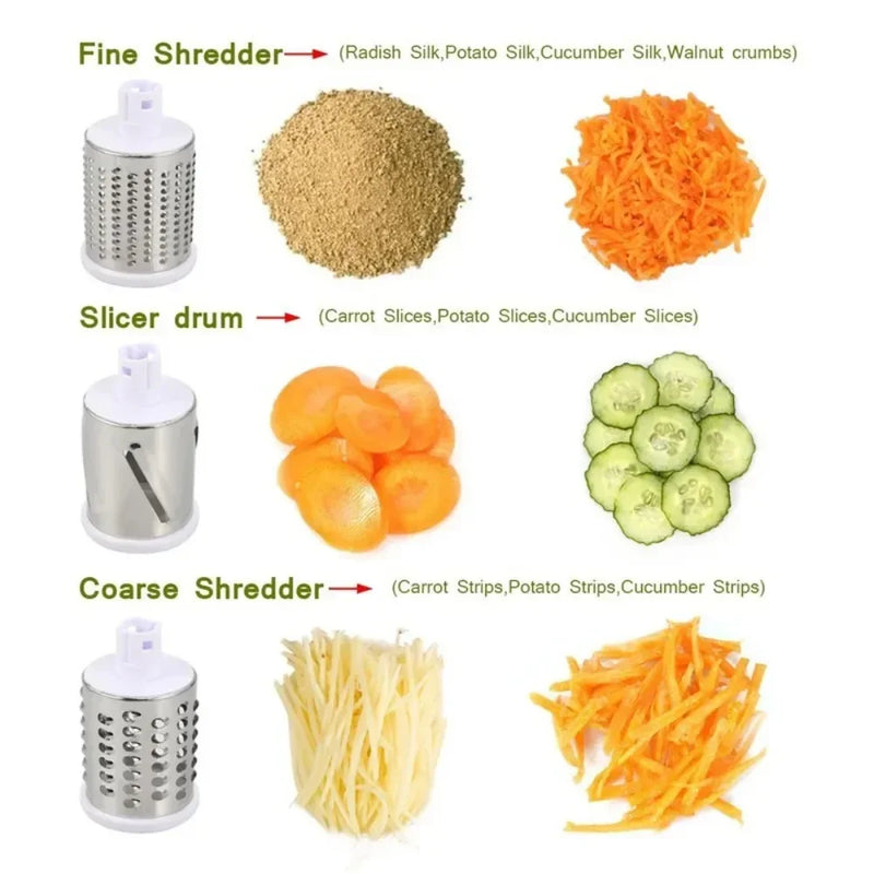 Ralador e Fatiador De Legumes Verduras Multiuso Manual 3 Em 1 Cortador De Vegetais