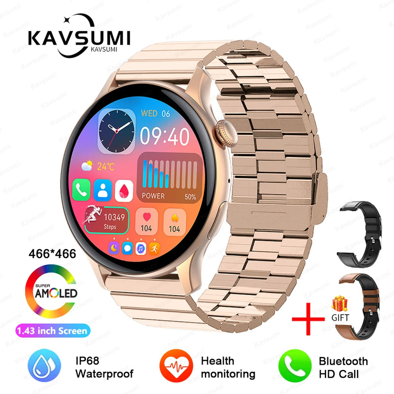 Smartwatch NFC para Mulheres, Smartwatch com Tela HD, Frequência Cardíaca, Rastreamento GPS, Chamadas por Voz, Huawei, Xiaomi, Novo, Senhoras, 466x466, 2024/2025