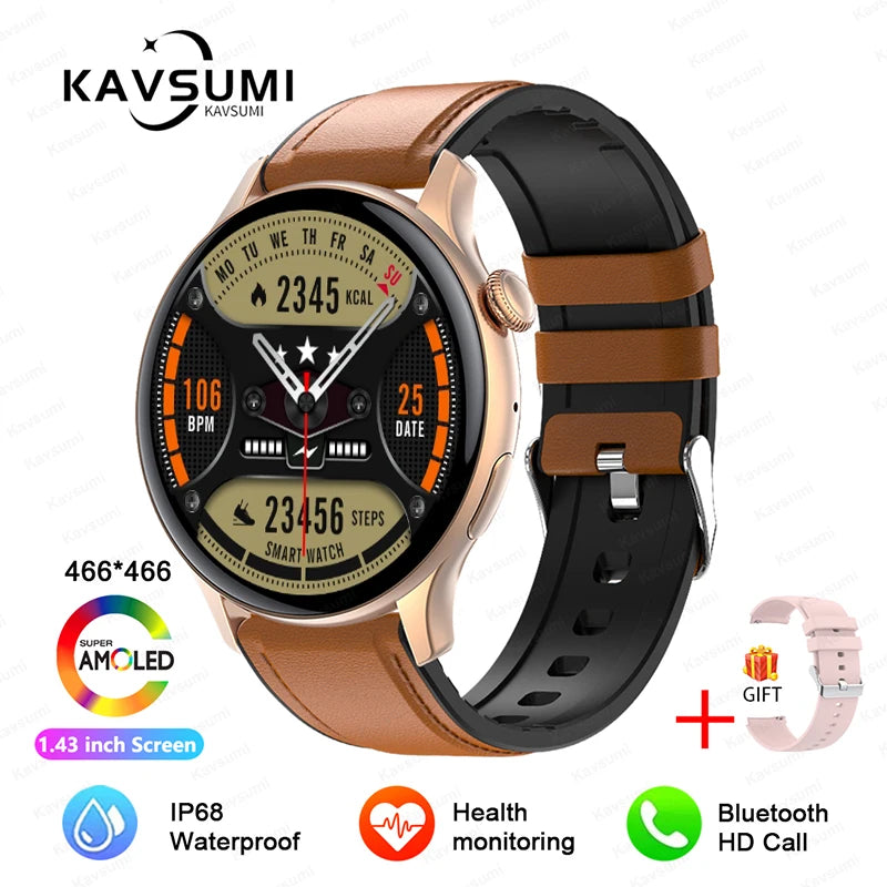 Smartwatch NFC para Mulheres, Smartwatch com Tela HD, Frequência Cardíaca, Rastreamento GPS, Chamadas por Voz, Huawei, Xiaomi, Novo, Senhoras, 466x466, 2024/2025