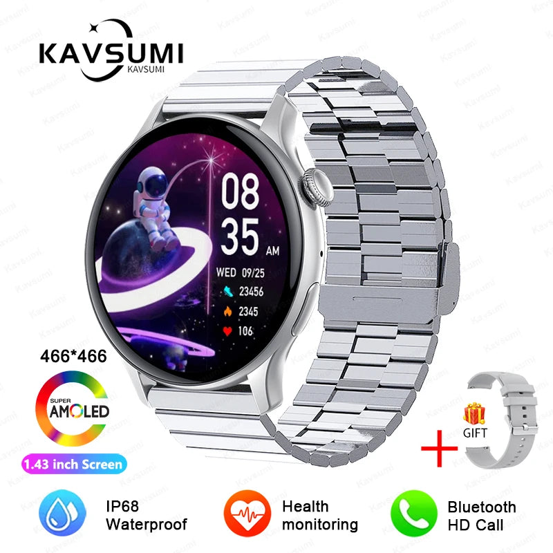 Smartwatch NFC para Mulheres, Smartwatch com Tela HD, Frequência Cardíaca, Rastreamento GPS, Chamadas por Voz, Huawei, Xiaomi, Novo, Senhoras, 466x466, 2024/2025