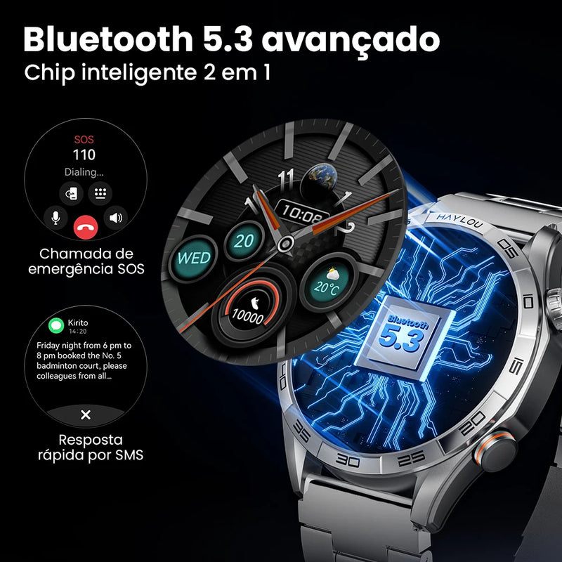 Relógio HAYLOU Solar 5 Com Chamada por Voz Smartwatch 1.58'' AMOLED Display 60Hz Smart Watch 24H Monitoramento de Saúde Smartwatch Esportivo para Homens