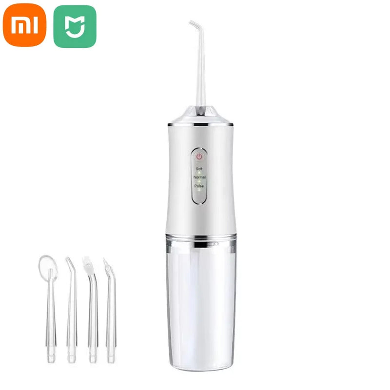 Irrigador Oral Portátil da Xiaomi Electric Dental Água Flosser, Aspersor de Cama, Jet Toothpick, Máquina De Lavar Boca, 4 Bicos