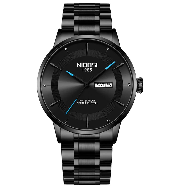Relógio NIBOSI quartzo masculino, impermeável, aço inoxidável, Masculino Top Luxo, Luminoso, Data Week, Masculino Relógios