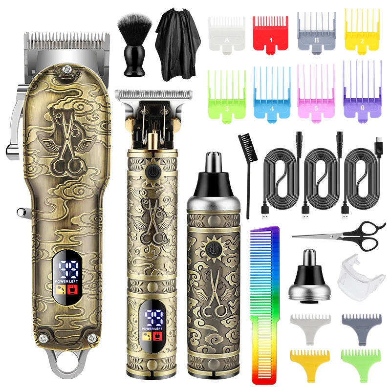 Kit Máquina RESUXI-3 em 1 profissional cabelo clipper set para homens, óleo elétrico cabeça cabelo aparador, escultura empurrador, navalha, nariz cabelo, um dispositivo dispositivo indispesável para todos.