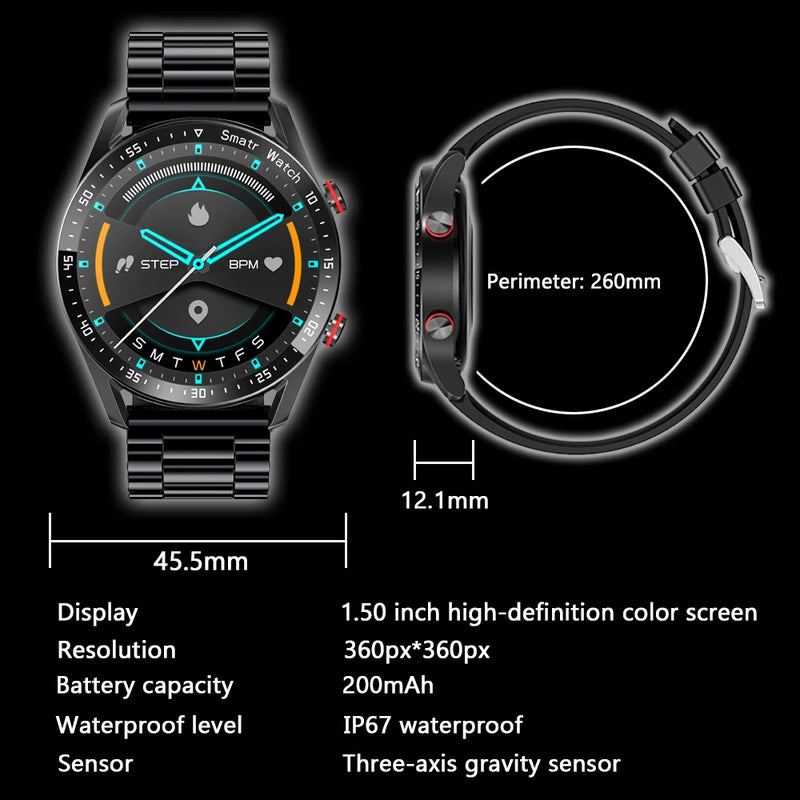 Relógio Espetacular com Bluetooth e ligação Smart Watch for Men, 360x360 HD Display, Frequência Cardíaca, Rastreador de Fitness, ECG, PPG, Smartwatches de Negócios para Huawei, Novo, 2024/2025