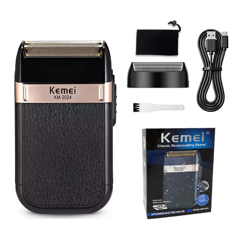 Máquina de cortar cabelo e barba Kemei KM-2628 KM-678 KM-2024/2025 kit profissional, elétrica recarregável, barbeador aparador de cabelo kit masculino