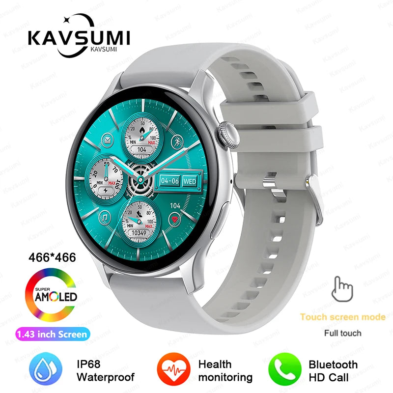 Smartwatch NFC para Mulheres, Smartwatch com Tela HD, Frequência Cardíaca, Rastreamento GPS, Chamadas por Voz, Huawei, Xiaomi, Novo, Senhoras, 466x466, 2024/2025