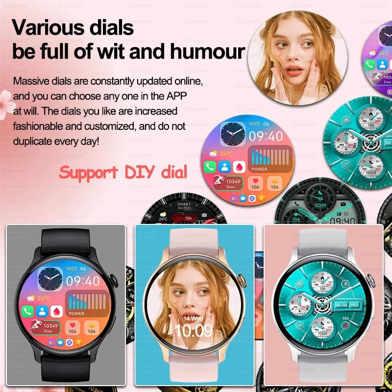 Smartwatch NFC para Mulheres, Smartwatch com Tela HD, Frequência Cardíaca, Rastreamento GPS, Chamadas por Voz, Huawei, Xiaomi, Novo, Senhoras, 466x466, 2024/2025