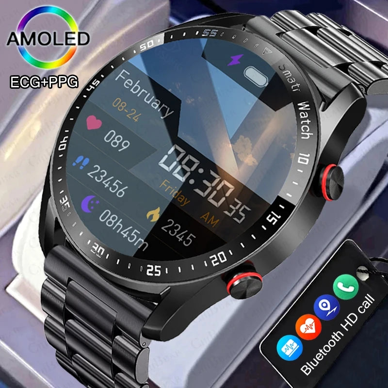 Relógio Espetacular com Bluetooth e ligação Smart Watch for Men, 360x360 HD Display, Frequência Cardíaca, Rastreador de Fitness, ECG, PPG, Smartwatches de Negócios para Huawei, Novo, 2024/2025