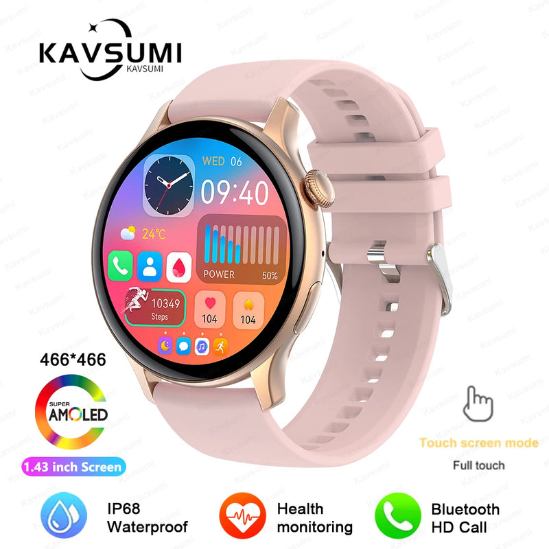 Smartwatch NFC para Mulheres, Smartwatch com Tela HD, Frequência Cardíaca, Rastreamento GPS, Chamadas por Voz, Huawei, Xiaomi, Novo, Senhoras, 466x466, 2024/2025