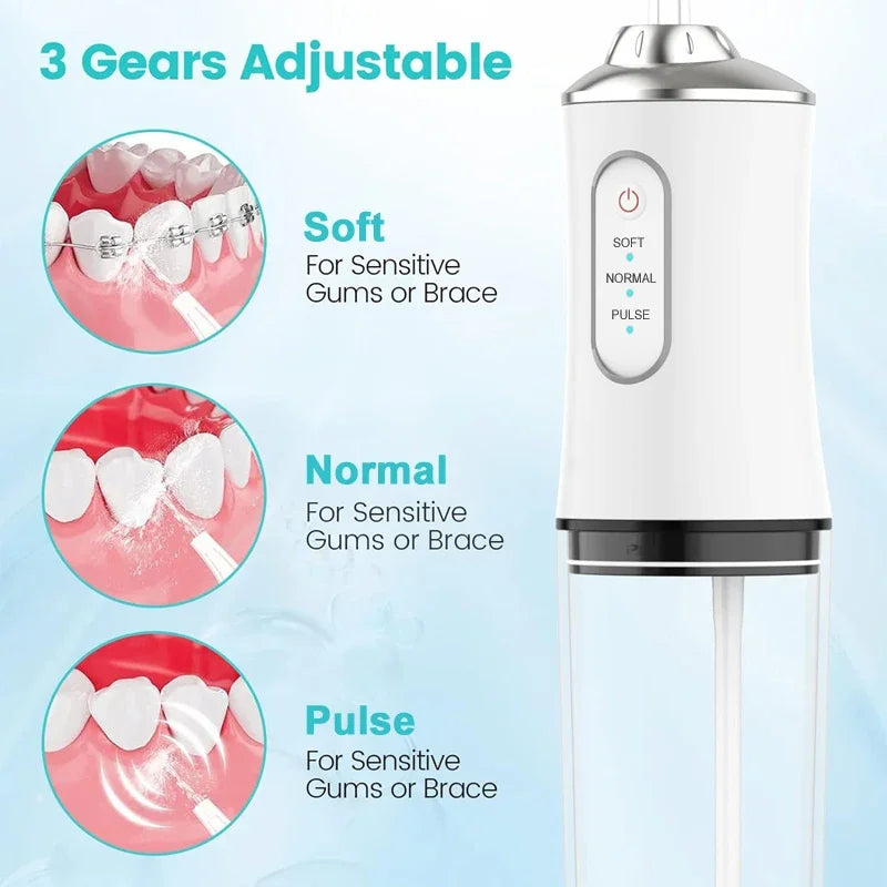 Irrigador Oral Portátil da Xiaomi Electric Dental Água Flosser, Aspersor de Cama, Jet Toothpick, Máquina De Lavar Boca, 4 Bicos