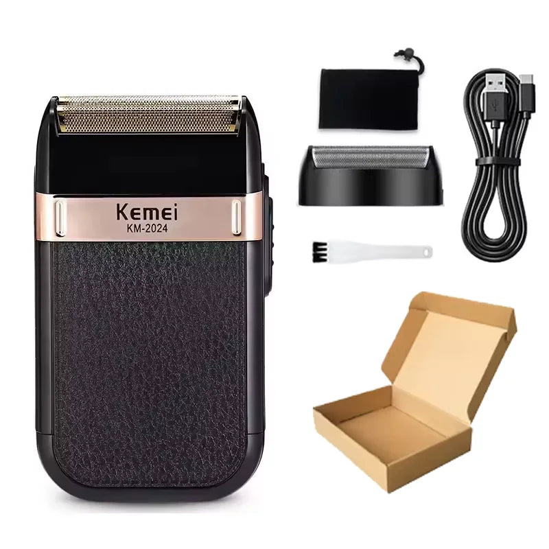 Máquina de cortar cabelo e barba Kemei KM-2628 KM-678 KM-2024/2025 kit profissional, elétrica recarregável, barbeador aparador de cabelo kit masculino