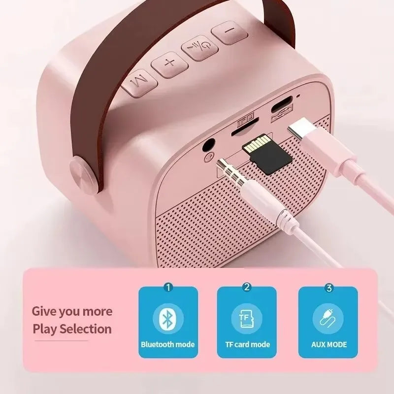 Caixa e  Microfone sem fio Bluetooth, som máquina Karaoke Sistema portátil BT PA falante Reprodutor MP3 de música de microfones