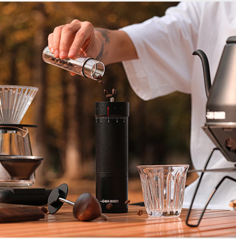 Moedor de café manual para café expresso, rebarba cônica de aço inoxidável, ajuste ajustável, ferramentas para barista MHW-3BOMBER