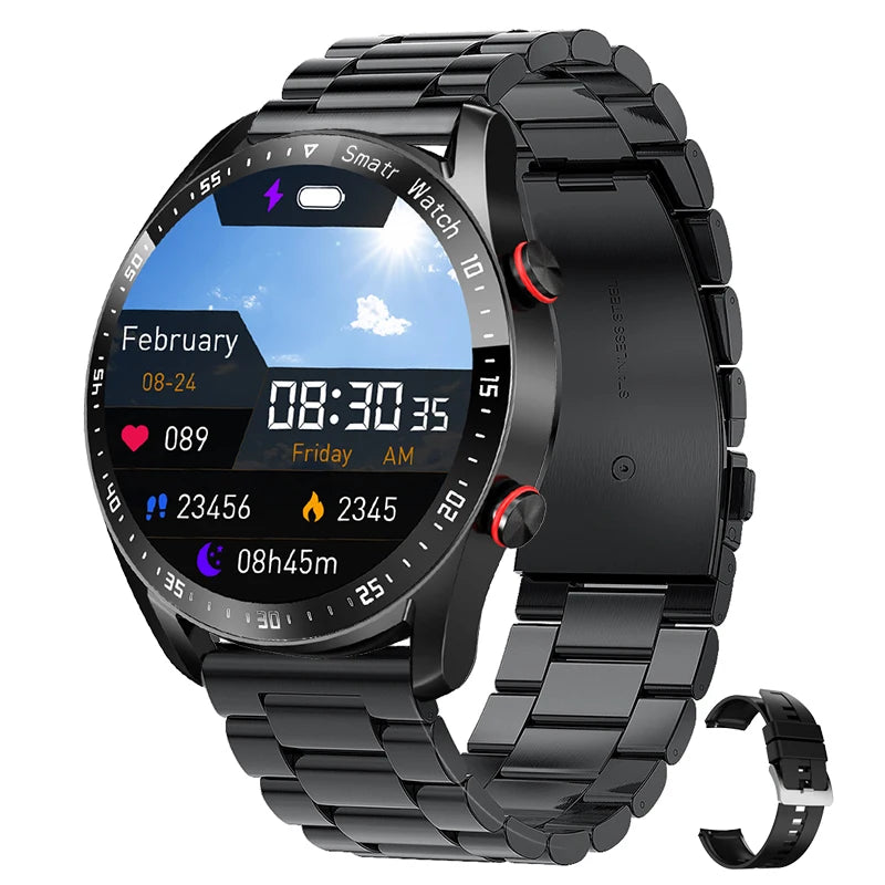 Relógio Espetacular com Bluetooth e ligação Smart Watch for Men, 360x360 HD Display, Frequência Cardíaca, Rastreador de Fitness, ECG, PPG, Smartwatches de Negócios para Huawei, Novo, 2024/2025