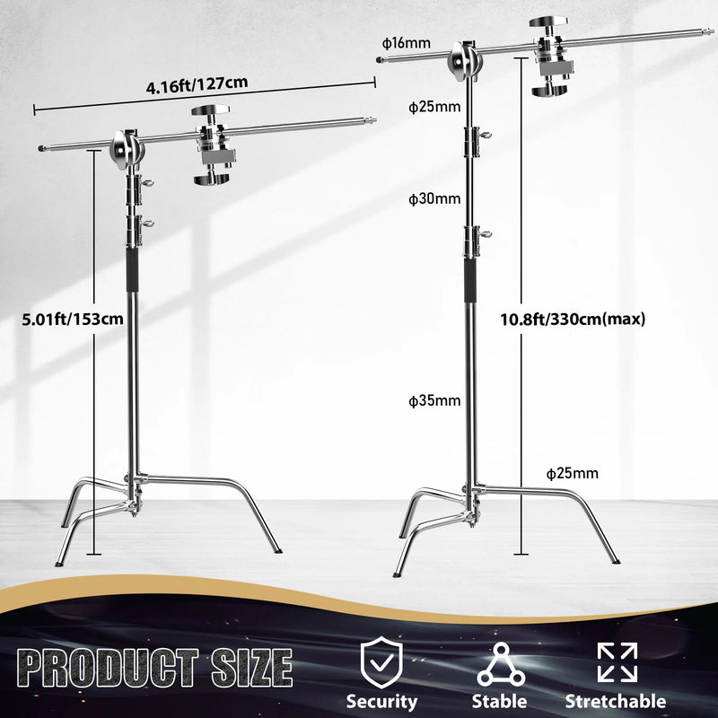 Tripé girafa para fotografia e vídeo  c-suport e para luz 2.6m/8.5ft de aço inoxidável, dobrável suporte de luz de ponto, softbox, estúdio