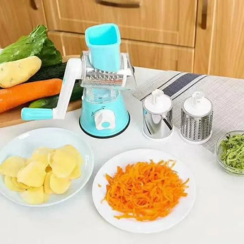 Ralador e Fatiador De Legumes Verduras Multiuso Manual 3 Em 1 Cortador De Vegetais