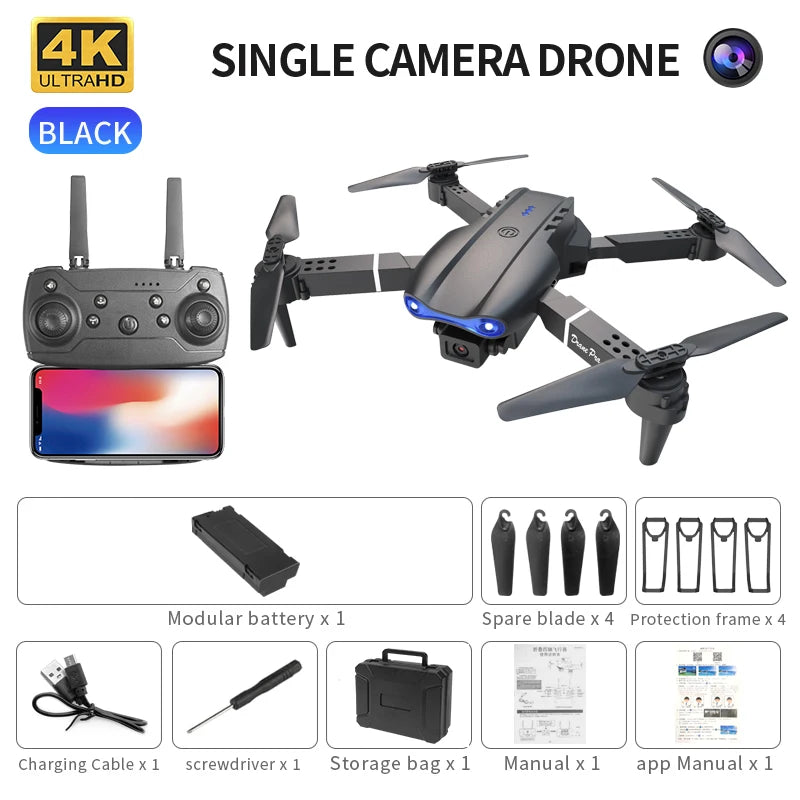 Drone, QJ-E99 K3 Pro Dual Camera RC Quadcopter Brinquedos, Helicóptero Drone, Alto Modo de Espera, Dobrável, Mini, WIFI, Fotografia Aérea, HD, 4K