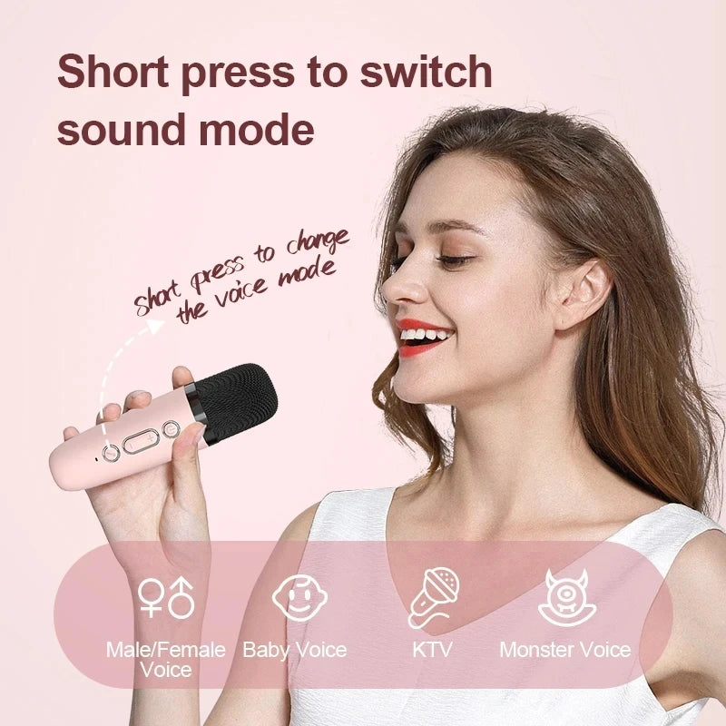 Caixa e  Microfone sem fio Bluetooth, som máquina Karaoke Sistema portátil BT PA falante Reprodutor MP3 de música de microfones