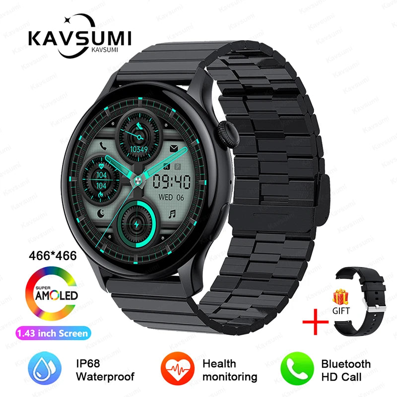 Smartwatch NFC para Mulheres, Smartwatch com Tela HD, Frequência Cardíaca, Rastreamento GPS, Chamadas por Voz, Huawei, Xiaomi, Novo, Senhoras, 466x466, 2024/2025