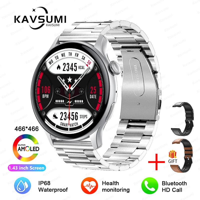 Smartwatch NFC para Mulheres, Smartwatch com Tela HD, Frequência Cardíaca, Rastreamento GPS, Chamadas por Voz, Huawei, Xiaomi, Novo, Senhoras, 466x466, 2024/2025