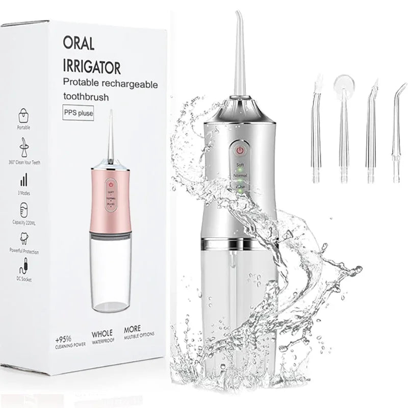 Irrigador Oral Portátil da Xiaomi Electric Dental Água Flosser, Aspersor de Cama, Jet Toothpick, Máquina De Lavar Boca, 4 Bicos