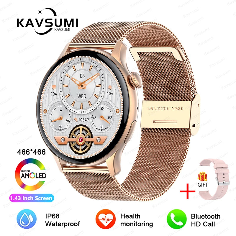 Smartwatch NFC para Mulheres, Smartwatch com Tela HD, Frequência Cardíaca, Rastreamento GPS, Chamadas por Voz, Huawei, Xiaomi, Novo, Senhoras, 466x466, 2024/2025