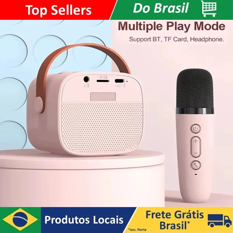 Caixa e  Microfone sem fio Bluetooth, som máquina Karaoke Sistema portátil BT PA falante Reprodutor MP3 de música de microfones