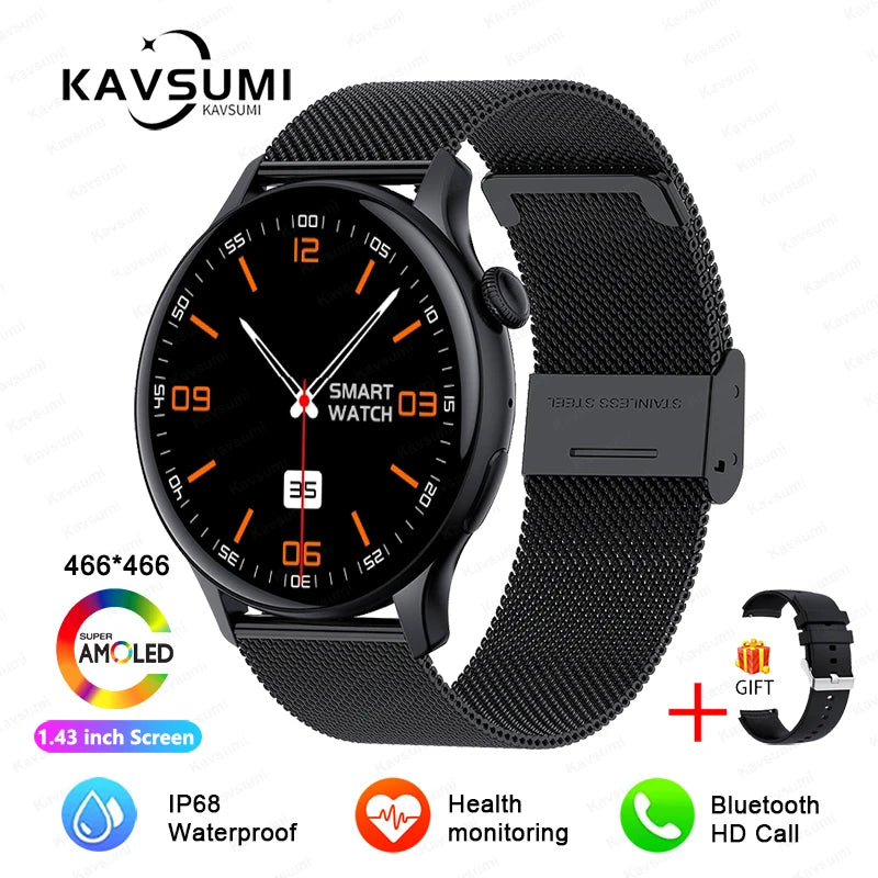 Smartwatch NFC para Mulheres, Smartwatch com Tela HD, Frequência Cardíaca, Rastreamento GPS, Chamadas por Voz, Huawei, Xiaomi, Novo, Senhoras, 466x466, 2024/2025