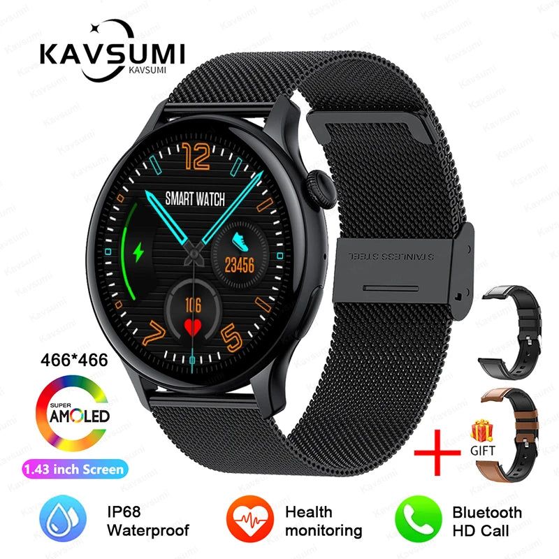 Smartwatch NFC para Mulheres, Smartwatch com Tela HD, Frequência Cardíaca, Rastreamento GPS, Chamadas por Voz, Huawei, Xiaomi, Novo, Senhoras, 466x466, 2024/2025