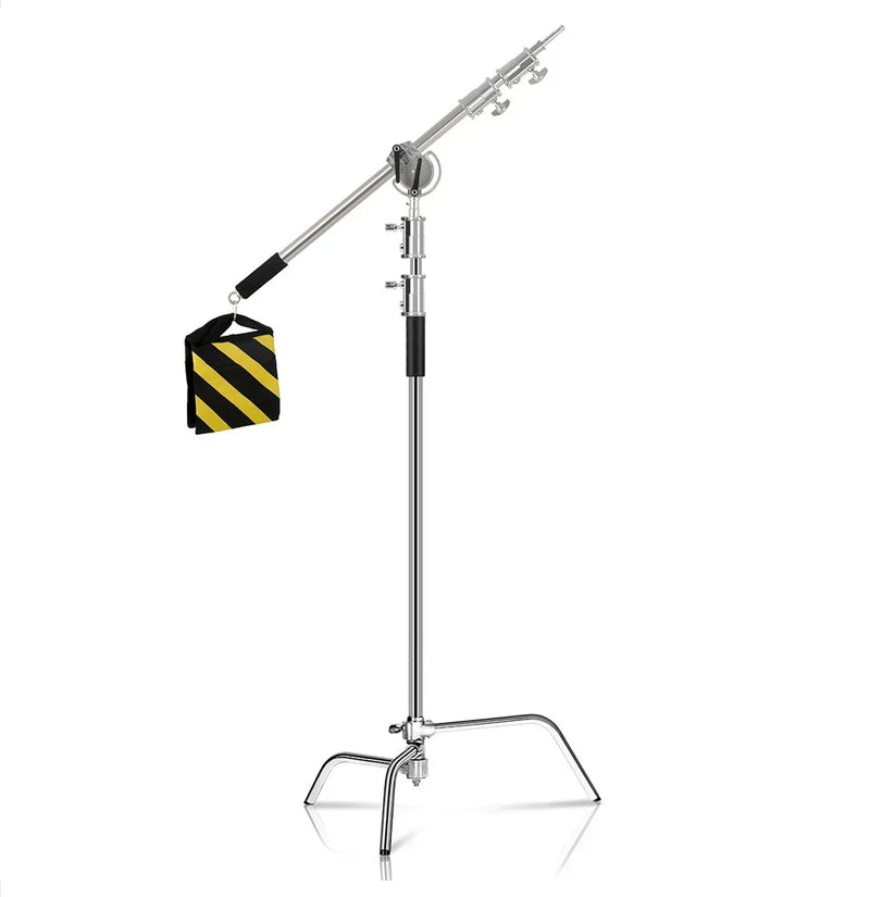 Tripé girafa para fotografia e vídeo  c-suport e para luz 2.6m/8.5ft de aço inoxidável, dobrável suporte de luz de ponto, softbox, estúdio